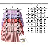 Damita Hangers with Clips for Skirts and Trousers, Vertical Hanger 6 Levels with Hook 360&deg; Space Saving Design Safe for Finge