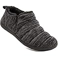 ZIZOR Men's Cozy Memory Foam Slippers with Plush Fleece Lined, Knit Anti-Slip Indoor Outdoor Rubber Sole with Unilateral Elastic Bandage