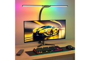 SIBRILLE 22W RGB Lampada da Scrivania a Doppia Testa a LED Dimmerabile 80 cm con morsetto, Regolabil Lampada da Tavolo LED Studio