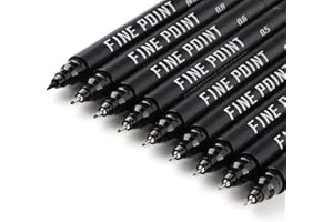 SMOOTHERPRO Fineliner Nero Confezione da 9 Penne Micro Fineliner Inchiostro d'Archivio Punta Fine per Arte Disegno Tecnico Schizzi Scrapbooking (FLP09)