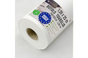 NATUARTE, Tovaglia in Rotolo TNT, 1.20 m x 25 m, PRETAGLIO invisibile ogni 1,20 m, Tovaglia Usa e Getta, Effetto tessuto, Celebrazioni Compleanni Eventi, Colore Bianco 1.20x25m