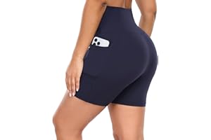 GIMDUMASA Gym Shorts for Women UK Cycling Shorts Ladies High Waist Black Yoga Shorts Tummy Control with Pockets for Cycle Biker Shorts Workout Running Sports Activewear Fitness
