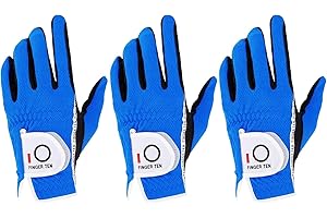 FINGER TEN Weathersof - Guantes de golf para hombre, para mano izquierda y derecha, agarre de lluvia, paquete de 3, guantes de golf para todo tipo de clima, ajuste húmedo caliente, talla S, M, L, L,