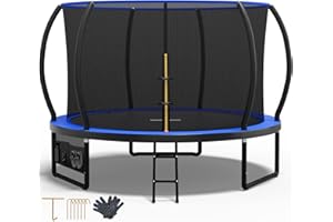 Devoko Cama Elástica Exterior para Niños Ø 228/305/366/427 cm, Trampolín Exterior de Jardín Calabaza Certificado GS con Red Seguridad, Escalera, Capacidad 150 kg