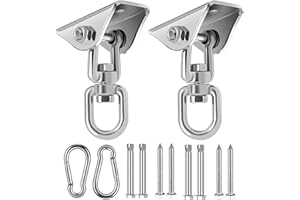 QLEBAO Deckenhaken für Holzbalken, 360° drehbar, 450 kg Kapazität, 2 Stück, Edelstahl Schwerlasthaken für Hängesessel, Boxsack, Schaukel