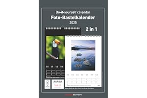 ‎ALPHA EDITION Alpha Edition - Foto-Bastelkalender 2025 schwarz und weiß, 21x29,7cm, Do it yourself Kalender mit Seiten aus hochwertigem Bastelkarton, 2 in 1, gestaltbares Titelblatt, Kalendarium in Schwarz und Weiß