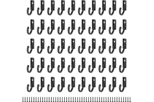 GEBAUM 50 piezas Ganchos para Atornillar, Gancho Pequeño de Material de Aleación de Zinc, Gancho pared Negros, Ganchos pared con 50 Tornillos, Ganchos Individuales, para Dormitorio y Cocina