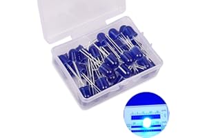 KA WAH CORE 50 Stück 8mm LED Leuchtdioden, 2 Pin 3V LED Dioden, Extra Hell 8 mm LED Sortiments kits, Diffus Dioden Set für Wissenschafts projekte, Heimwerkerprojekte (Blau 50 Stück)