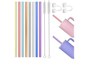 UPUPGO 8 Pièces Pailles Réutilisables, Paille Bubble Tea, Paille Plastique, Pailles Colorées de 30 cm sans BPA Avec Brosse de Nettoyage Pour le Thé, le jus de Fruit, le Café (Pailles Multicolores)