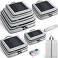 Prezon 8 Set Compression Packing Cubes for Suitcases, Full Open & Visible Design, Luggage Organizer Bags Set for Carry on, Travel Essentials Travel Gifts for Women with Laundry Bag and Shoe bag