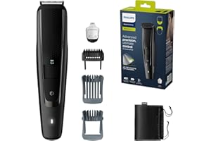 Philips Series 5000 - Tondeuse à barbe électrique avec sabots à barbe et cheveux, système de guide de coupe, 40 hauteurs de coupe réglables, 90 min d'autonomie et charge de 1 heure (modèle BT5515/75)