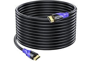 Rommisie Câble HDMI 4K/60HZ 20m (HDMI 2.0, 18 Gbit/s) Connecteurs Plaqués or Ultra Haut Débit, Retour Audio Ethernet, Compatible avec Blu - Ray, Playstation, Ordinateur Portable, PS34/5, PC, HDTV