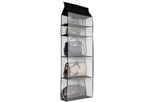 Dearjana Porta Borse da Armadio, Organizzatore Traspirante per Camera da Letto con Gancio, 5 Tasche, Risparmiare Spazio, 1 Pezzo Nero