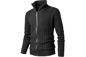 Harbrosrce Uomo Cardigan Giacca Maglia a Cavo Manica Felpa con Zip Caldo Invernale Cappotti Maglione Casual Slim Leggero Pullover