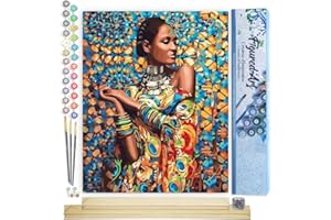 Figured'Art Dipingere con i Numeri - Paint by Numbers Donna In Abiti Tradizionali, Passatempo per Adulti, Kit Completo, Hobby Creativi - 40x50cm cornice in legno fai da te