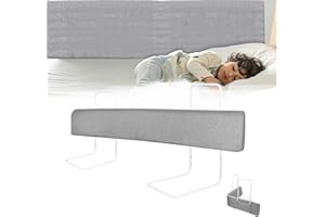 ‎LZQ LZQ Bettgitter Rausfallschutz Bettschutzgitter Kinderbettgitter Bettkantenschutz Schutzgitter Bett Bed Rail, Form Einstellbar Höhenverstellbar für Kinder und Baby - Grau, 150cm