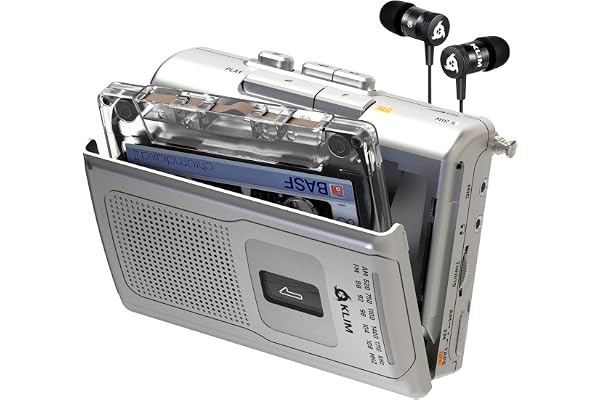 KLIM K8 Lecteur Cassette Audio - Enregistreur Cassette - Nouveau Player - Radio AM/FM - Microphone et Haut-Parleur Intégrés - Prise Casque et Écouteurs - Argent