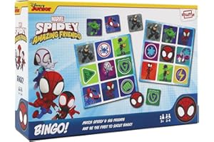 SHUFFLE Spidey and his Amazing Friends Bingo, Match Spidey, Friends and Villains in this Fun Game for Marvel Fans, Great Gift, 2-4 Players, Ages 3+ Years
