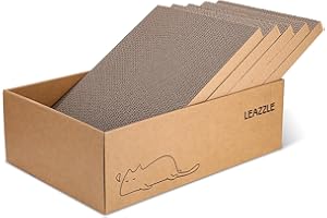 LEAZZLE Tiragraffi per Gatti Cartone Ondulato, 5 Pezzi Tappetini tiragraffi per Gatti,tiragraffi bifacciale per gatti con Scatola,Graffiatoio per Gatti per Animali Casa,43,5x29x12,5 cm Grande