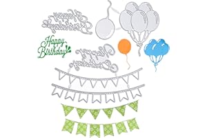 CHOLINCHIN 3 pezzi Fustella modello di punzonatura palloncino pennant catena set fustelle da taglio Happy Birthday ghirlanda goffratura stencil per il compleanno scrapbooking album fotografico carte decorazione