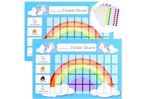 GWHOLE Potty Training Reward Chart Pack of 2 - Toilet Training Chart with 270 Star Stickers for Toddlers Girls Boys, Wipe Clean