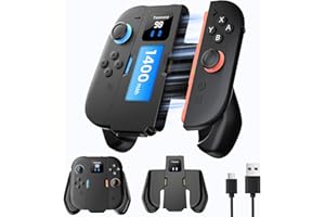 TRANSNOVO Interruttore 2 Impugnatura di Ricarica Compatibile con Nintendo Switch 2 Joycons (2025) (Tipo C+1400 mAh)