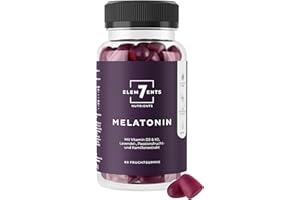 ‎SEVEN ELEMENTS NUTRIENTS Melatonin Gummies zuckerfrei vegan mit Baldrian, Kamille, Lavendel & Passionsblume | Melatoningummies hochdosiert Schlaf Einschlafen Vitamingums Fruchtgummi Frucht Gummi Gummibärchen Vitamingummi Gum