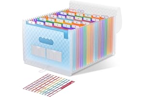 ThinkTex Trieur Accordeon A4 26 Compartiments avec Couvercle,Rangement Papier Administratif, Range Document Trieur Pochette à Soufflet, Accordéon Organiseur de Dossiers de Fichiers (Bleu)