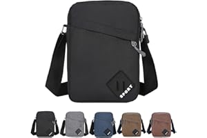 Geebymol Mens Shoulder Bag Nylon and Oxford Crossbody Bag, Messenger Bag with Zipper and Adjustable Strap, Casual Chest Sling Bag, Mens Gifts for Fathers Day