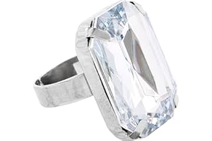 W WIDMANN MILANO Party Fashion – Vintage Ring 20er 30er Jahre mit Kunstdiamant Silberfarben Kostüm Zubehör Damen Herren