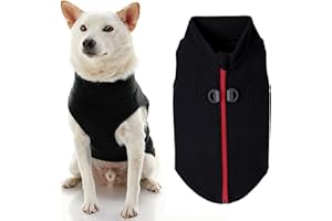 Gooby Hundepullover mit Reißverschluss aus Fleece, Schwarz, Größe XS, warme Pullover, Fleece, Step-in-Hundejacke mit Doppel-D-Ring-Leine – Winterpullover für kleine Hunde, Jungen und mittelgroße Hunde