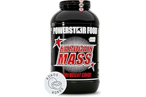 ‎POWERSTAR FOOD Powerstar HARDGAIN MASS 3600g | WEIGHT GAINER mit Kreatin & ohne Zucker-Zusatz | Masse, Kraft & schneller Muskelaufbau | Deutsche Herstellung | Mass Gainer Shake zum Zunehmen | Coconut