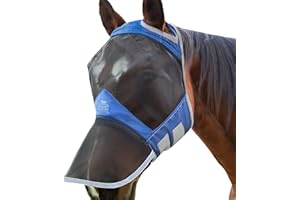 Harrison Howard CareMaster Pro Luminous Pferde Fliegenmaske UV-Schutz ohne Ohren mit Nasenschutz Marineblau Vollblut (M)