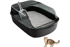 EYCCIER Grands Plateaux de litière de Chats 12L PP Approfondir la litière pour Chats avec Plateau de litière de Scoop Anti-éclaboussable Double Couche détachable Toilettes de Chat résistantes pour Chats C