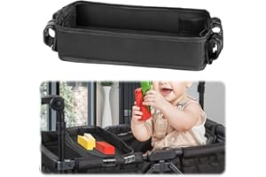 NHKRTE Snack Tray for WONDERFOLD W2, Double Sided Stroller Tray, Featuring Faux Leather Side for Eating, Polyester Side for Activities, and 4 Kids Cup Holders, Easy to Clean