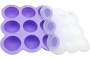 NEEZ Conservazione della Pappa per Bambini Silicone - Il Vassoio Contenitore per Freezer con Coperchio Rimovibile - Senza BPA 75mlx9 Cubi - Viola