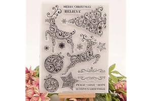 ECMQS Weihnachten Hirsch Baum DIY Transparente Briefmarke, Silikon Stempel Set, Clear Stamps, Schneiden Schablonen, Bastelei Scrapbooking-Werkzeug