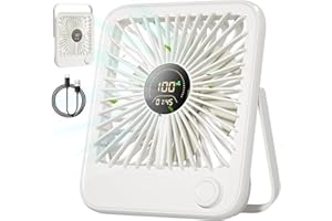 Dealswin USB Ventilatore Ricaricabile Silenzioso Ventilatore da Tavolo Mini Piccolo Portatile Ventola 100 Velocità e Batteria da 3600 mAh Fan per Tavolo Ufficio Camera da Letto Dormitorio (Bianco)