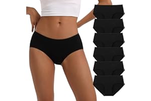 INNERSY Mutande Donna Cotone Vita Media Comode Slip Elasticizzato Intimo di Base Pacco da 6