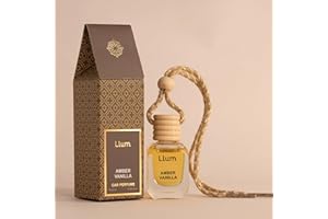 Llum Amber Vanilla Hanging Car Air Freshener |10ml, Pack of 1 |Luxury, Organic Toxin-Free, Alcohol-Free, Perfume |Interior Accessory for fresh Aroma |Long Lasting Fragrance