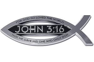 Elektroplate Christian Fish John 3:16 Verse Chrome Auto Emblem
