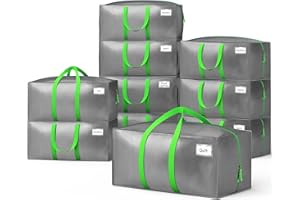 VOUNOT 10 Stück Umzugstaschen Groß, Faltbare Aufbewahrungstasche mit Stabilen Griffen und Rucksackgurten, Alternative zu Umzugskartons für Kleidung, Bettwäsche, Camping, Grau
