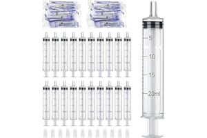 JETOP 20 siringhe da 20 ml, confezionate singolarmente, siringhe sterili con berretto, siringhe senza ago per l'alimentazione degli animali, dosaggi fini, artigianato e laboratori scientifici