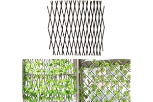 MOVKZACV Natural Willow Trellis, Expandable Plant Support, Plant Climbing Lattice, Outdoor Decorative Wood Trellis Fence Wall Panel, Garden Trellis for Vine Ivy Rose Cucumbers Clematis