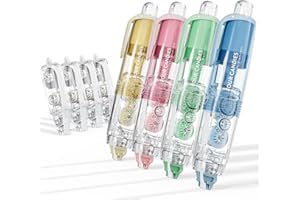 Four Candies 4 Stück nachfüllbare einziehbare Korrekturband, bunte Mini-ästhetische Stiftförmige schnell trocknende, einfach zu verwendende süße Korrekturband mit 4 zusätzlichen Nachfüllungen