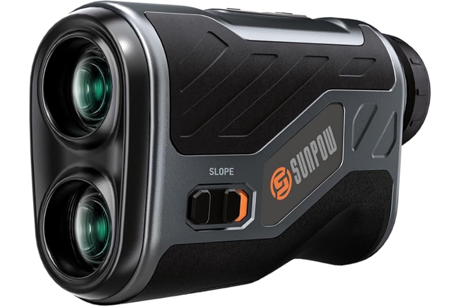 SUNPOW Golf Range Finder with Slope – 1200 Yards Laser Rangefinder ±1 Yard Accuracy, 7X Magnification, Flag Lock with Vibration, Rechargeable, Magnet Stripe, High Precision for Golf & Hunting