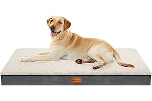 WAVVE orthopädisches Hundebett- 91x69x7.6cm für mittelgroße Hunde,Hundematte flauschig Hundekissen waschbar,Grau/Creme Hundematratze für mittelgroße Hunde