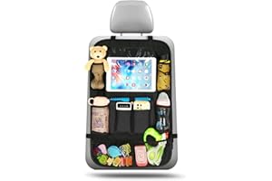 Ezilif Rückenlehnenschutz Auto Kinder Stärke-Upgrade, Autositz Organizer mit 10 Aufbewahrungsbeuteln, Auto Organizer Kinder Leicht Zu Reinigen, Wasserdichter für Rücksitz organizer (1 Stück)