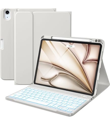 Clavier Étui CACOE Pour IPad Air 11" M3/M2 & IPad Pro 11" - AZERTY, Rétroéclairage 7 Couleurs, Trackpad