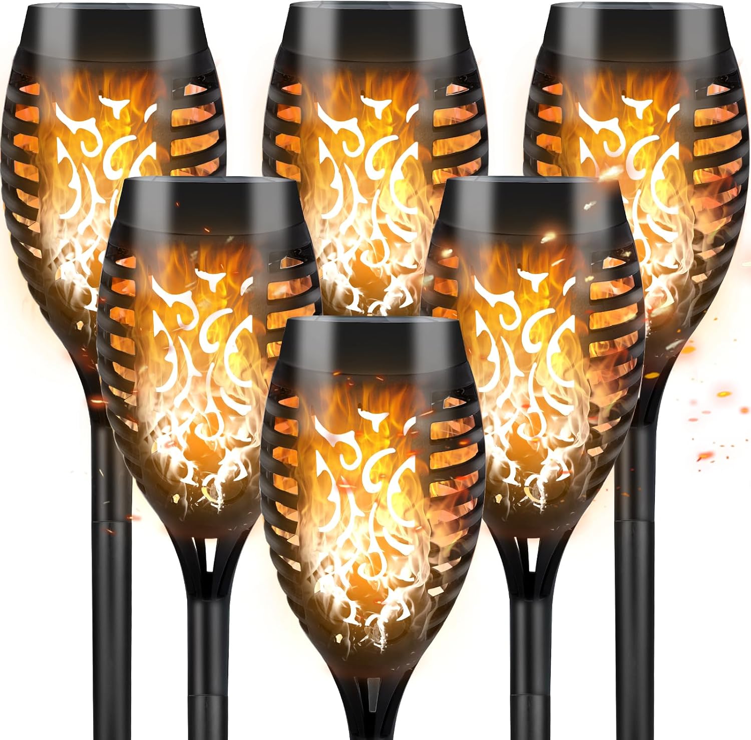 CNMTCCO Solar Flickering Flame Lights - 6 Pack Outdoor Garden Solar Lights, Waterproof Torch Landscape Lighting for Patio, Pathways, Lawn, Yard Decoration